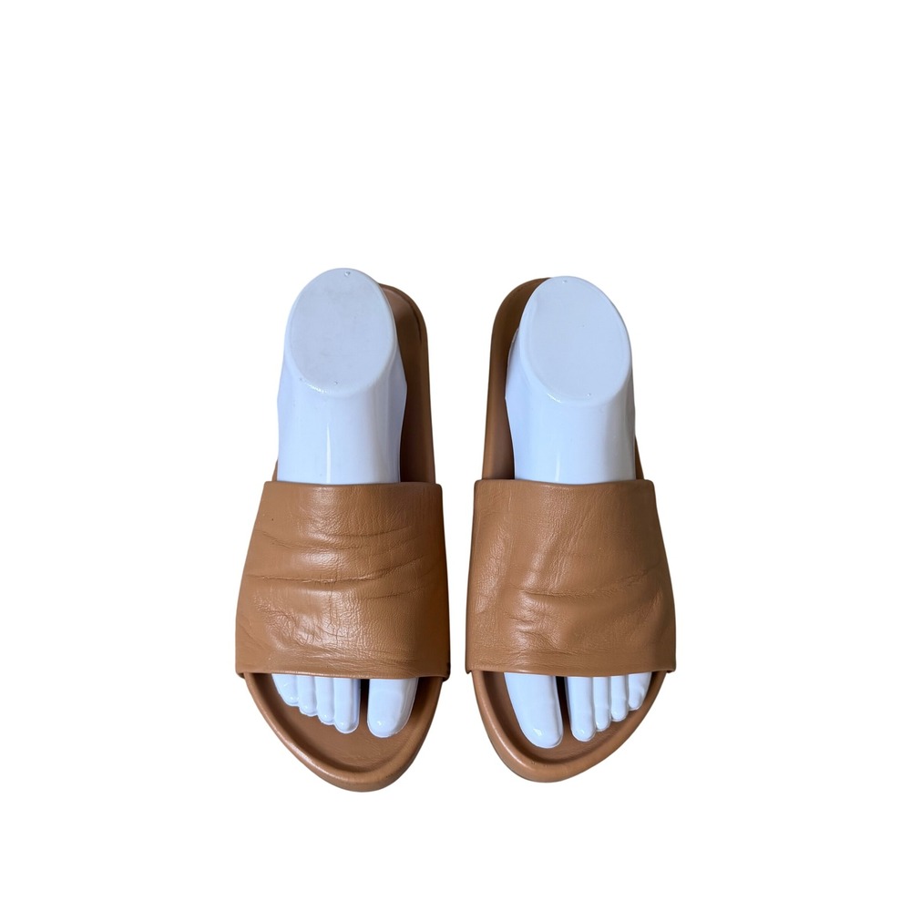 Beek Slides Sandals Pelican Platform Leather Honey Tan size 10